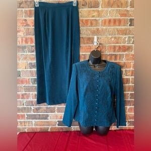 Vintage Karin Stevens Blue-Green Two piece Dress Women’s Size: 10